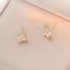Aretes para Mujer, Aretes Pequeños de Perla de Agua Dulce Estilo Bosque, Aretes Elegantes de Aguja de Plata 925, Aretes de Moda Estilo Coreano