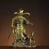 Figura de latón de Erlang Shen, Estatuas de latón de Yang Jian y Perro Celestial, Muebles y Adornos de Adoración, Erlang Shen, Yang Jian