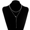 Collar de acero inoxidable con borlas y doble hebilla con palabra romana, estilo temperamento, para mujer, doble laminado, cadena de clavícula, venta al por mayor