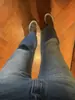 Jeans Patchwork de Cintura Media-Baja de Moda para Mujer, Pantalones Rectos Slim Fit, Pantalones Largos Acampanados Versátiles y Elegantes Transfronterizos
