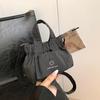Cross-border Canvas Portable Shoulder Crossbody Bucket Bag 2024 Nova Mori Cor Sólida Dobrável Sacola de Compras Atacado