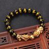 Pulsera de cuentas de obsidiana chapada en oro nueva transfronteriza, oro de arena vietnamita, valiente, se venderá, regalo, joyería de ágata