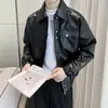 Chaqueta de cuero de moda con diseño único, doble cremallera, hombreras, chaqueta de motociclista para hombre, ropa exterior de alta costura para otoño e invierno