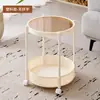 Mesa auxiliar con ruedas de cristal de alta gama, mesa de centro pequeña para sala de estar y sofá, mesa de noche de lujo ligero francés para dormitorio