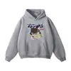 Moletom Casual Chinês Retro Americano 360g Algodão Moda Primavera e Outono Cor Lisa Estampada Solto e Confortável com Capuz