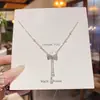 Colar de Pérola com Zircônia Super Brilhante Estilo Ins Feminino Corrente de Clavícula Popular Acessórios de Corrente para Suéter com Laço e Franja