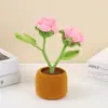 Plantas en Maceta Tejidas, Tulipanes Tejidos a Mano, Decoraciones para el Hogar, Flores Artificiales de Ganchillo de Hilo, Flores Eternas, Rosas