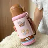 Termo estudiantil tres en uno, vaso de agua de dibujos animados de alta apariencia, taza portátil de acero inoxidable 316 para niñas, al por mayor