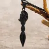 Pendente masculino de ins europeu e americano transfronteiriço retrô elefante Deus pilão de diamante personalidade nicho punk pilão mágico colar de aço titânio