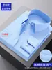 Camisa Masculina Azul Manga Longa Primavera & Outono Nova Profissional de Negócios Formal Bolso com Aba Estilo Calça Roupa de Trabalho Camisa Manga Curta Tamanho