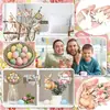 36 Piezas de Decoraciones de Pascua de Madera Vintage, Coronas de Conejo y Huevo, Decoraciones para Fiestas en Casa
