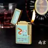 Isqueiro Criativo de Mahjong com Chama Aberta, Recarregável, Conjunto em Caixa de Presente, Inclui Pedra de Sílex Reserva, Adequado para Uso em Áreas de Alta Altitude