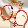 Pulsera de Hilo Rojo del Dios de la Fortuna de Cinco Vías Hecha a Mano Ajustable Pulsera de Hilo Rojo de los Cinco Elementos Regalo para Hombres y Mujeres en Su Año Zodiacal