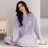 Pijama Nuevo para Mujer 2026 para Otoño e Invierno, Algodón Puro, Manga Larga, Talla Grande, Rayado, Casual, Holgado, Adecuado para Usar al Aire Libre, Conjunto de Ropa para el Hogar
