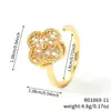 Anillo Abierto Moxi de Cuatro Hojas y Molinillo de Viento, Moderno y Sencillo, Giratorio, Diseño de Nicho Personalizado y Creativo, Regalo de Vacaciones
