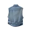Chaleco de mezclilla estilo retro americano para hombre, chaqueta sin mangas moderna y versátil para primavera y otoño, chaleco casual para hombre
