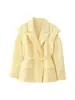 Aliexpress Outono Novo Popular Transfronteiriço Estilo Europeu e Americano Blazer Versátil Feminino com Amarração na Cintura e Ombro Largo