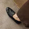 Zapatos de mujer slip-on de cuero genuino, punta redonda, talla 42, comercio exterior transfronterizo, en negro y burdeos, adecuados para todas las estaciones, zapatos casuales de suela blanda para primavera y otoño.