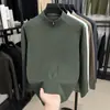 Nueva Camiseta Deportiva de Manga Larga con Cuello Alto y Media Cremallera para Hombre Primavera Otoño Capa Base para Exteriores Color Sólido Suéter Top Casual