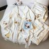 Pijama de algodão nuvem de três peças com estampa de cachorrinho Maillard para primavera e verão transfronteiriço que mulheres podem usar de manga curta foto real atacado