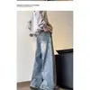 Ventas directas de fábricas transfronterizas: Jeans curvos de pierna ancha estilo americano para hombre, pantalones rectos de corte holgado de moda para primavera y otoño