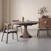 Mesa de Comedor Plegable de Madera Maciza Estilo Medieval con Sillas 2025 Nuevo Celebridad de Internet Familiar Apartamento Pequeño Pizarra Telescópica Variable Mesa Redonda