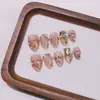 Luz y Sombra Flotantes Uñas Portátiles de Fototerapia Hechas a Mano Puras para Otoño e Invierno, Uñas Portátiles de Lujo Brillante Chapadas en Oro Puro Deseo Celebridad de Internet