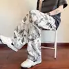 Calça de Veludo Tie-dye Americana Masculina Outono 2026 Nova Marca Tendência Perna Reta Solta Calça Longa Esportiva Perna Larga Calça Casual