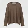 Top Esportivo Fitness Soltinho, Leve, Respirável, Versátil, Manga Longa, Gola Redonda, Cover-Up de Yoga para Mulheres, Respirável e Leve