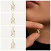 Moda Transfronteiriça Popular Cobre Banhado a Ouro Pingente Quadrado Colar Mini Letra Cor-Codificada Corrente da Clavícula Nicho Exquisito Luxo Leve
