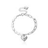 Pulsera con colgante de corazón tridimensional de moda transfronteriza de Europa y Estados Unidos, pulsera de cadena con pequeños agujeros y perlas AB para mujer