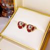 Pendientes colgantes de plata con forma de perla roja de Ankora y aceite de amor, otoño e invierno, estilo francés, retro, ligeros, de lujo, vintage.