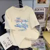 Camiseta Blanca de Manga Corta de Algodón Puro para Mujer Estilo Retro Americano Verano 2025 Nuevo Estilo Holgada Tallas Grandes Tops Venta al por Mayor Dropshipping