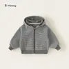 Bangxuan Huzhou Zhili Roupas Infantis Jaqueta para Meninos Listrada Roupa de Outono para Crianças Pequenas Moletom com Zíper para Bebê Moletom Solto para Crianças
