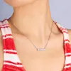 Collar de barra de equilibrio de moissanita plata de ley S925 cadena para la clavícula luz de luna blanca con un diseño de alta gama, exclusivo, un regalo para una novia