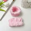 Faixa de cabeça fofa de pelúcia para lavar o rosto, conjunto feminino de três peças, faixa de cabelo à prova d'água, acessório de pulso à prova de umidade