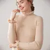 Suéter de Punto Grueso para Mujer Otoño/Invierno 2025 con Borde Fruncido, Cuello de Hoja de Loto y Mangas de Encaje, Camiseta Base al por Mayor desde Fabricante