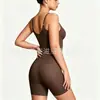 Modelador de corpo de peça única transfronteiriço para controle da barriga e levantamento do bumbum, alta elasticidade, alças alargadas, sem costura, modelador de corpo estilo europeu e americano