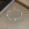 Pulseira de Prata Lisa com Renda Multicamadas e Coração de Zircônia Estilo Coreano Ins Estilo Cool Luxo Acessível Joias de Alto Padrão