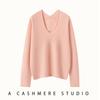 Novedad Otoño e Invierno Tejido de Cachemira para Mujer Cuello en V Ropa Interior de Punto con Suéter Jersey de Punto Top Holgado de Manga Larga