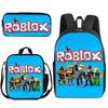 Mochila de Anime 3D Conjunto de Três Peças Roblox Bolsa de Lancheira para Estudante Estojo Roblox Mochila Escolar Estampada com Alças Curvas