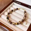 Pulsera de Perlas de Vidrio Irregulares Ojo de Tigre Maillard Otoño e Invierno Elegante Celebridad de Internet Lujo Ligero Pulsera de Caramelo