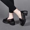 Zapatos de malla de suela gruesa zapatos de mujer primavera y verano 2023 nuevos malla lunares plataforma tacón de pastel zapatos de una capa zapatos de cuero negros