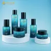 Nueva Tecnología Set de Botellas Redondas Rectas de Grietas de Hielo de 40 ml, Botella de Vidrio Dispensadora Corta y Gruesa para Esencia Cosmética, Loción o Crema
