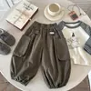 Pantalones Largos para Niños 2026 Primavera y Otoño Algodón Puro Pantalones de Linterna para Niños Versátiles Casuales Pantalones para Niños Simples Ropa de Trabajo Pantalones Versátiles