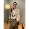 Chamarra cortavientos para mujer, nueva colección otoño 2026, diseño de alta gama, silueta oversized, tapeta asimétrica, estilo corto casual, adecuada para mujeres petite