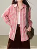 Camisa de cuadros clásica holgada para mujer, top con cuello, ambiente artístico estilo coreano