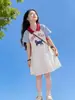 Vestido Polo para Niña 2026 Verano Nuevo Estilo Niños Gato Bloques de Color Estilo Preppy Dulce y Lindo Vestido de Princesa