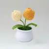 Flor Popular Tejida a Mano Transfronteriza Flor de Lana Tejida Flor Artificial Flor de Tulipan Flor de Lana Ganchillo Planta en Maceta Hecha a Mano Producto Terminado