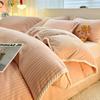 Set de Cuatro Piezas de Terciopelo Espeso para Otoño e Invierno Set de Ropa de Cama de Cuatro Piezas de Terciopelo Coral Jacquard Terciopelo Leche Sábana Ajustable de Tres Piezas Funda de Edredón